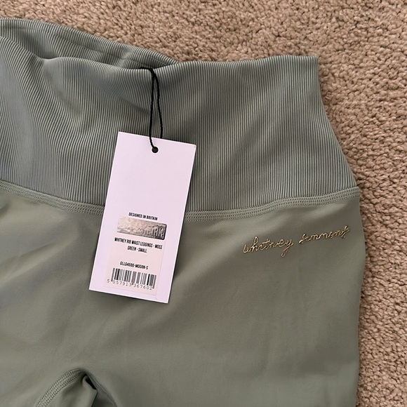 NWT Gymshark x Whitney Simmons Whitney Rib waist leggings - moss green sz small - Picture 4 of 6